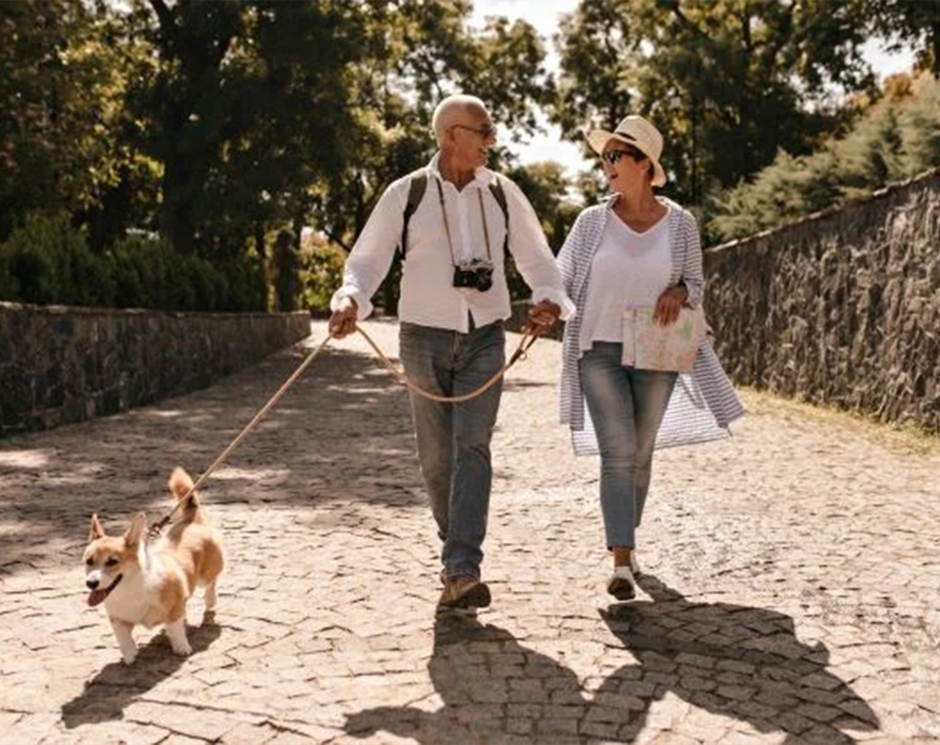 couple with dog